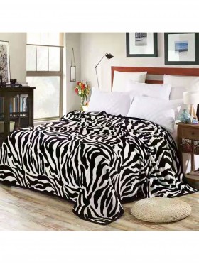 Zebra Stripe Print Embroidered Microfiber Soft Printed Flannel Blanket (with gift packaging) 